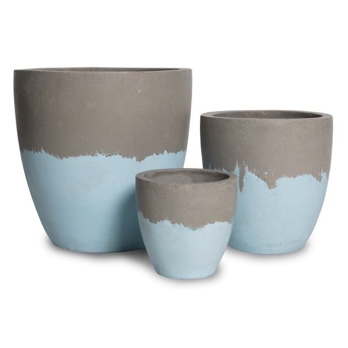 Pot Splashdown Concrete Med12x12 Wht/Blu