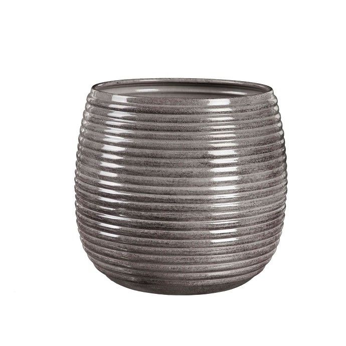 Pot Ribbed Planter Med 12x11 Iron/Metal