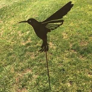 Garden Stake Hummingbird Silhouette Borcon Steel 18x37H