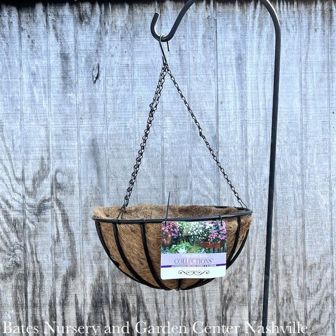 14&quot; Liberty Hanging Basket Black Metal w/Coco Liner Border