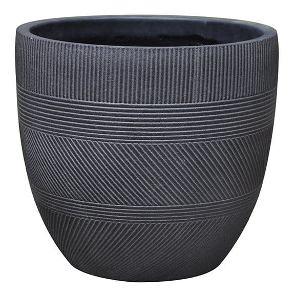 Pot Midmod Lined Planter Lrg 16.5x15 Asst FiberClay