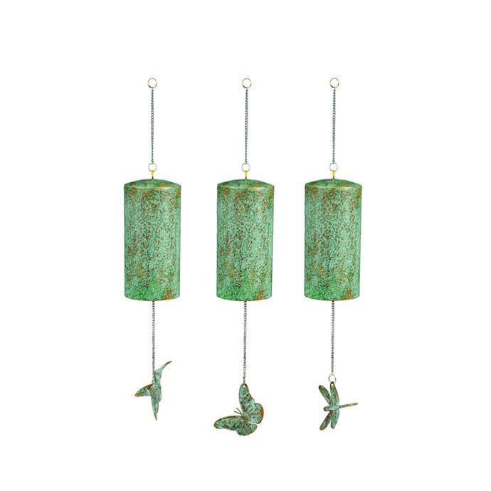 Wind Chime / Garden Bell w/Dragonfly 3x7 Asst Gold/Verdigris