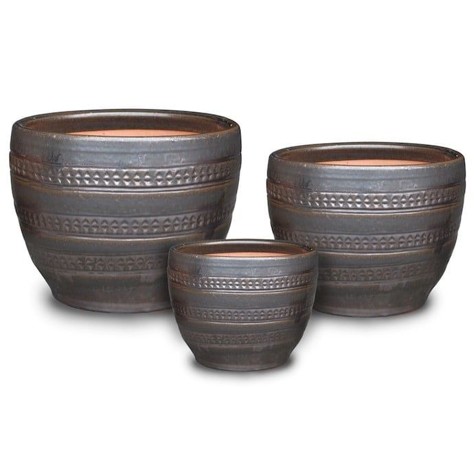 Pot Sheet Metal LOW Egg Pot Lrg 14.5x10.5 Iron Black Glaze