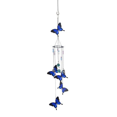 Chime/Mobile Spiral Butterflies - Blue 30&quot; Metal