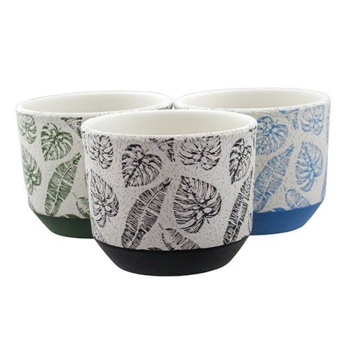 Pot Tropical Leaves Planter &amp; Jute Hanger 4.7x4 Asst