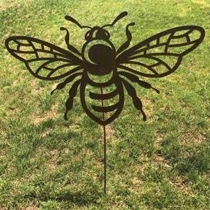 Garden Stake Bumble Bee Silhouette Borcon Steel 33x40H
