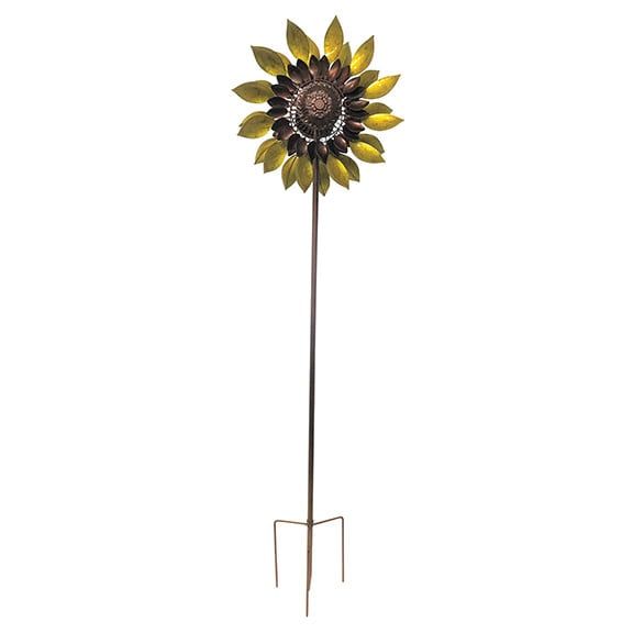 Wind Spinner / Garden Stake Helios Sunflower 84H Copper/Gold