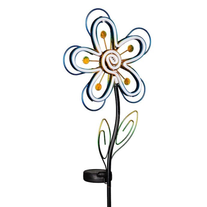 Garden Stake Neon Flower Solar 35H Blue Plastic/Metal