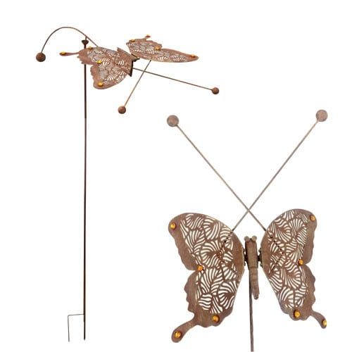 Garden Stake Wind Art Balancer Butterfly 44x44H Metal