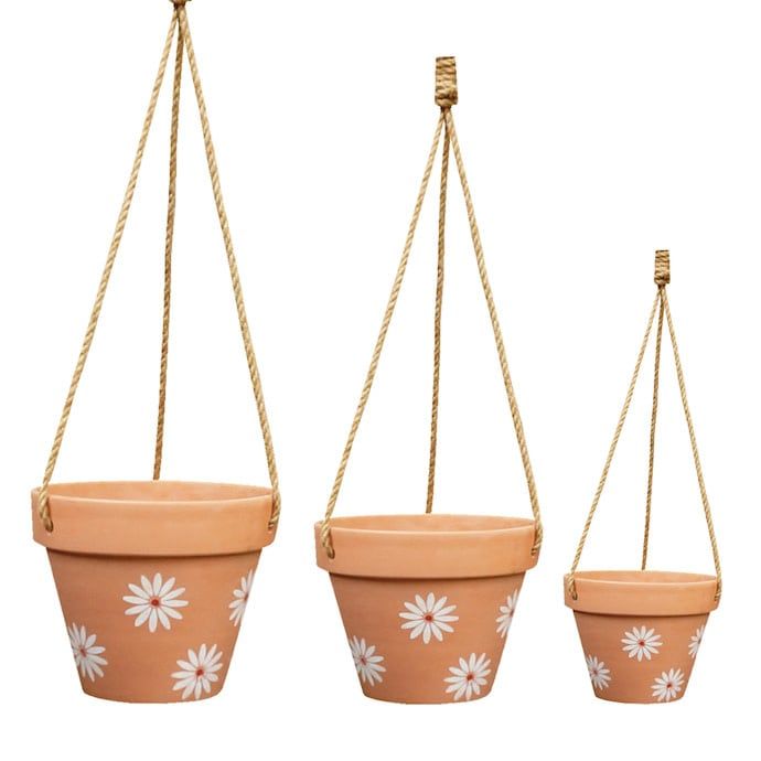Pot Hanging Upsy Daisy Lrg 10x8.5 Terracotta