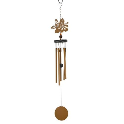 Wind Chime Bronze Shadow Butterfly 33H Metal
