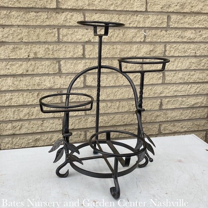 Plant Stand Cascading Holds 4 Pots w/Leaves 14x17.75 Black Metal