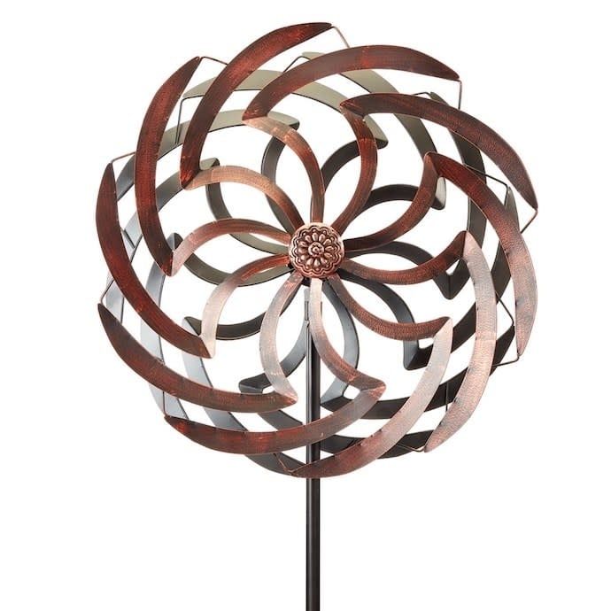 Wind Spinner / Stake Oversized Solar Flower Design Metal 70&quot;h