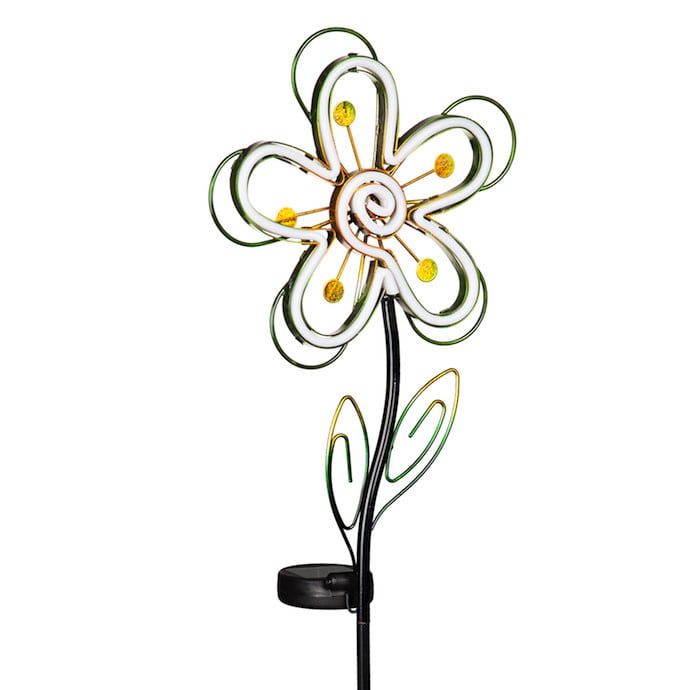 Garden Stake Neon Flower Solar 35H Green Plastic/Metal
