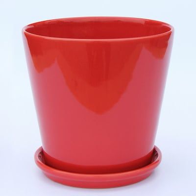 Pot Round Taper w/Saucer Lrg 6x6 Red