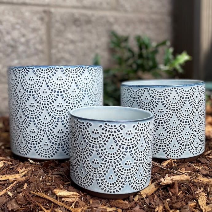 Pot Bella Cylinder Moroccan Decor Sml 4x4 White