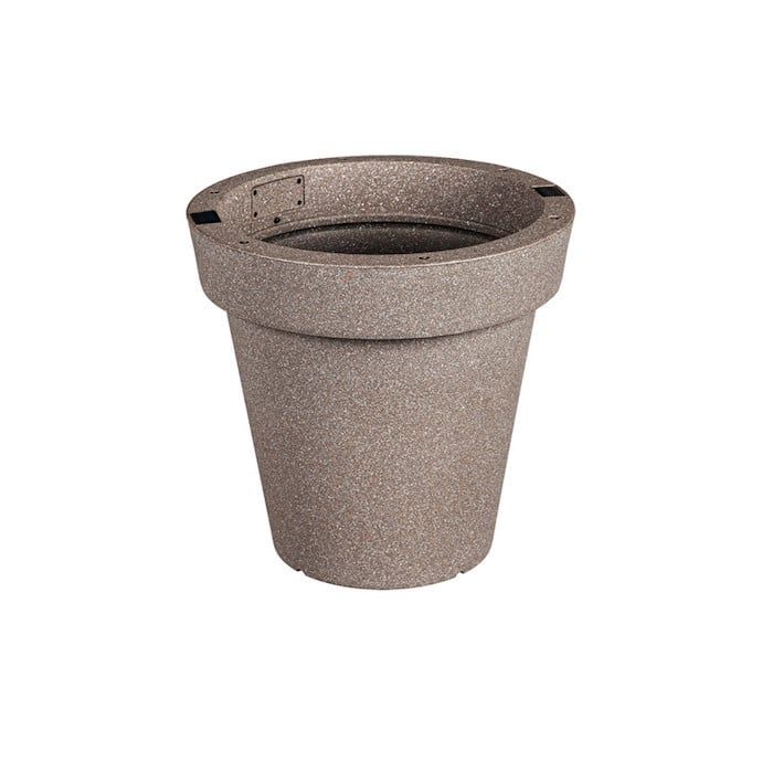 Pot Solar Lit Planter 16&quot; Gray Plastic