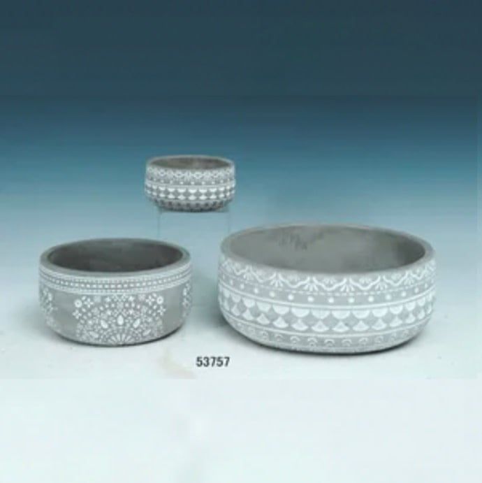 Pot/Bowl Asst Design Sml 5.5x2.5 Cement