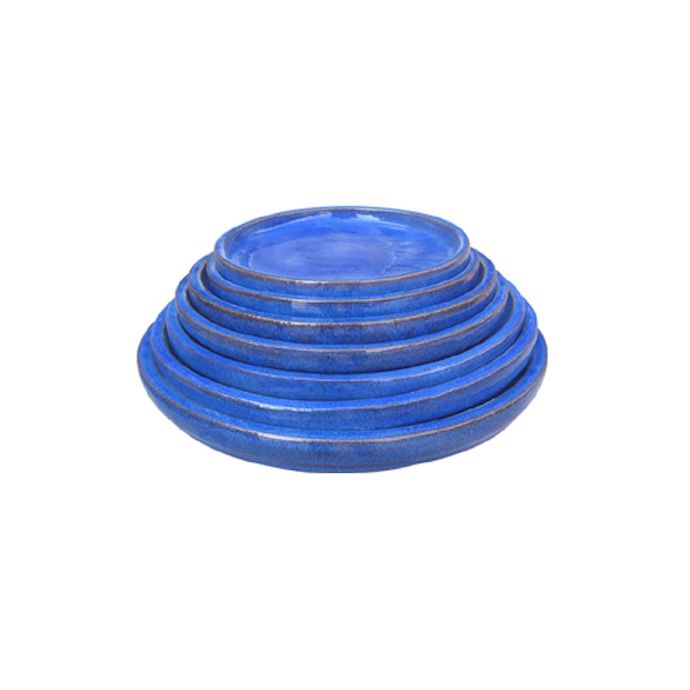 Saucer 14" Blue Glazed Lotus