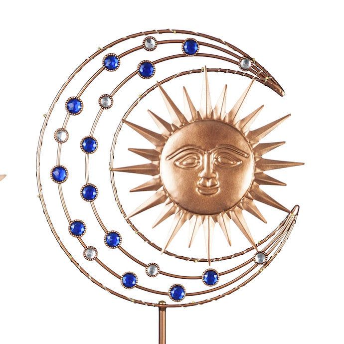 Garden Stake Sun, Moon &amp; Stars Blue Metal 39H