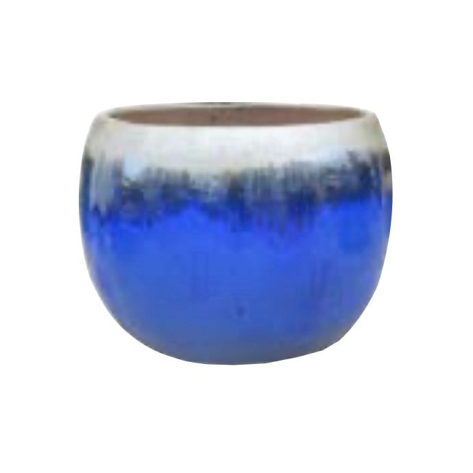 Pot Silver Fusion Med 12x9 Silver Rim on Blue