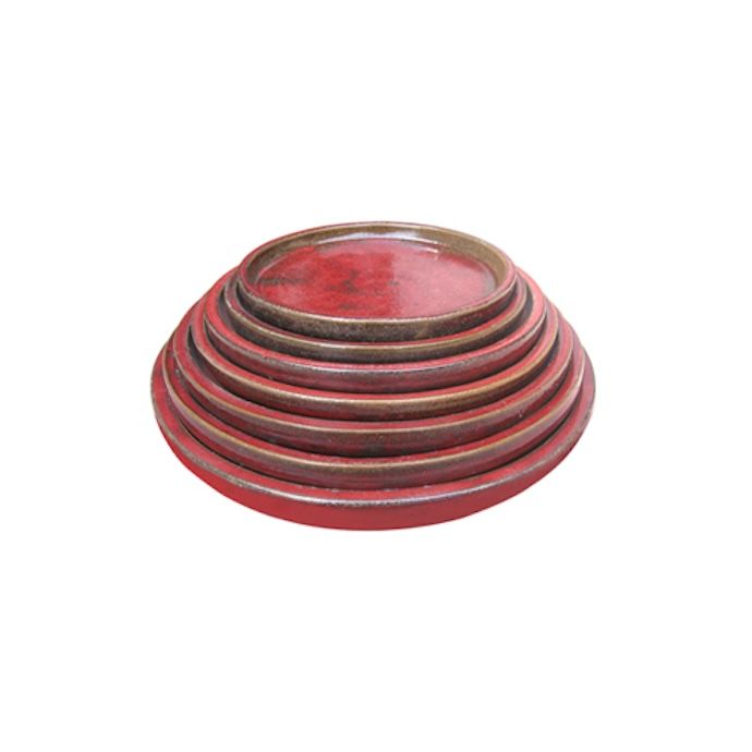 Saucer 14&quot; Parisian Red Glazed Lotus