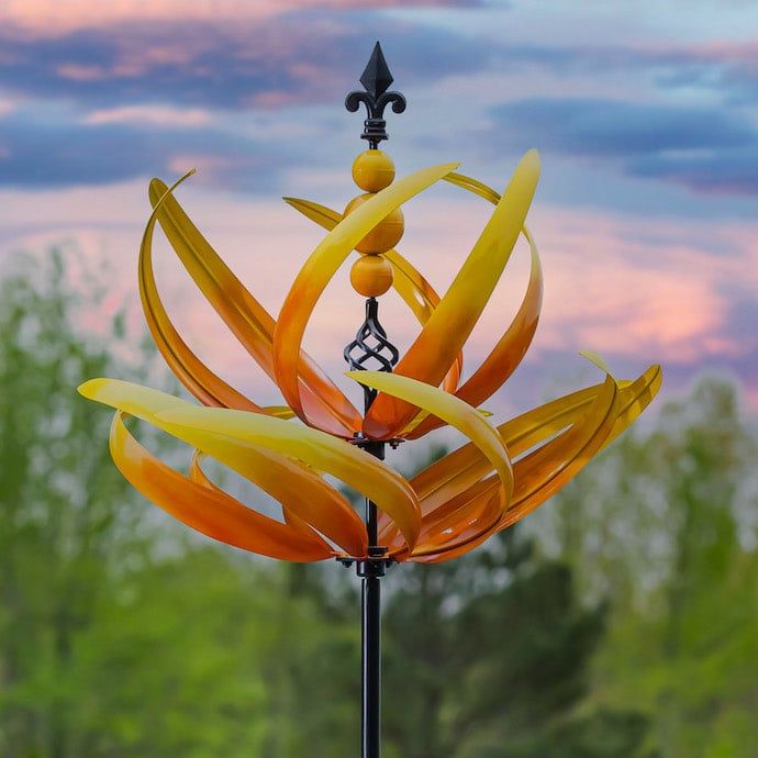 Wind Spinner / Garden Stake Lotus Yellow 75H or 91H