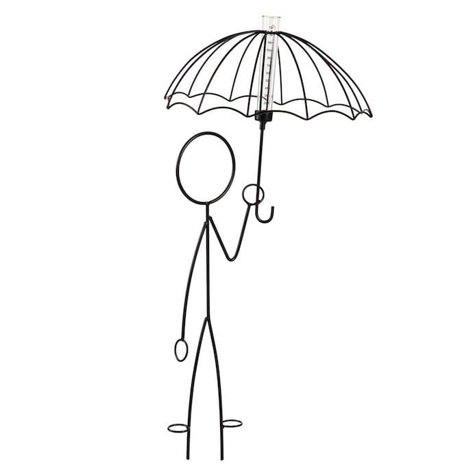 Rain Gauge Stake Little Man w/Umbrella Metal 12.5x24