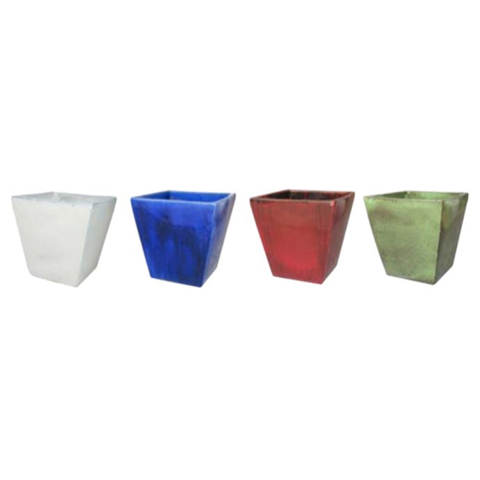Pot Sleek Planter Square Taper Lrg 13.75x13.75 Lava Red