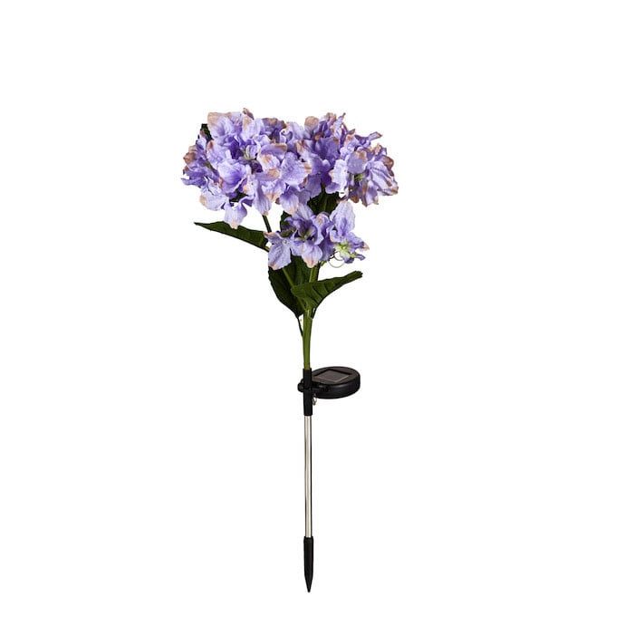 Garden Stake Hydrangea Solar Purple Metal/Plastic/Taffeta 31H