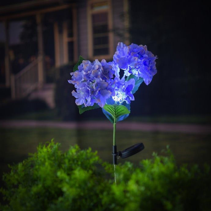 Garden Stake Hydrangea Solar Purple Metal/Plastic/Taffeta 31H