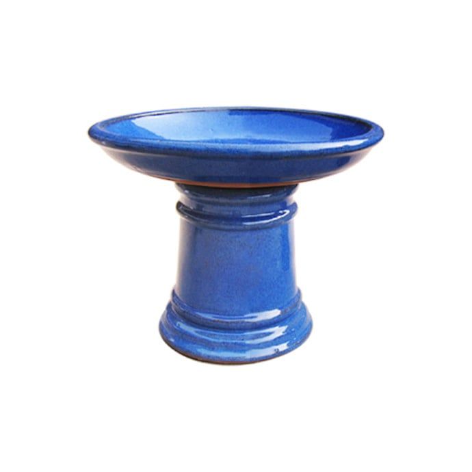 Birdbath Tabletop Glazed 12x9.75 Blue