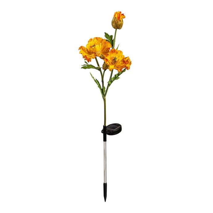 Garden Stake Corn Poppies Solar Yellow Metal/Plastic/Taffeta 32H