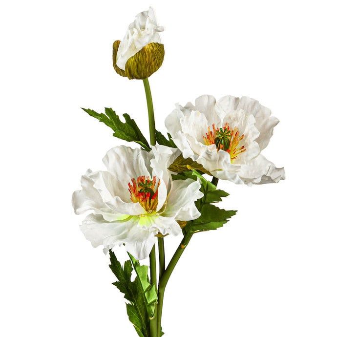 Garden Stake Corn Poppies Solar White Metal/Plastic/Taffeta 32H