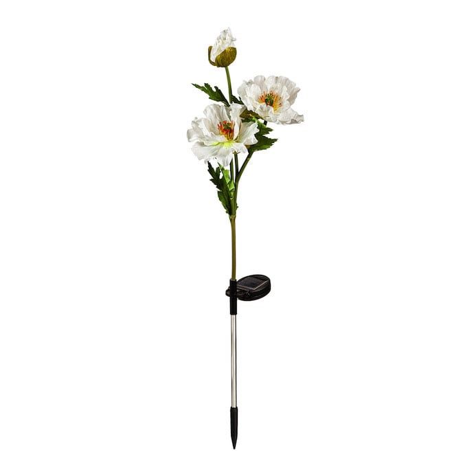 Garden Stake Corn Poppies Solar White Metal/Plastic/Taffeta 32H