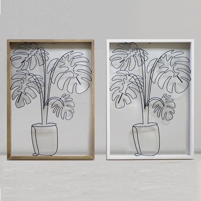 Hanging/Wall Decor Monstera/Palm w/Frame Asst 20x28 Metal/Wood