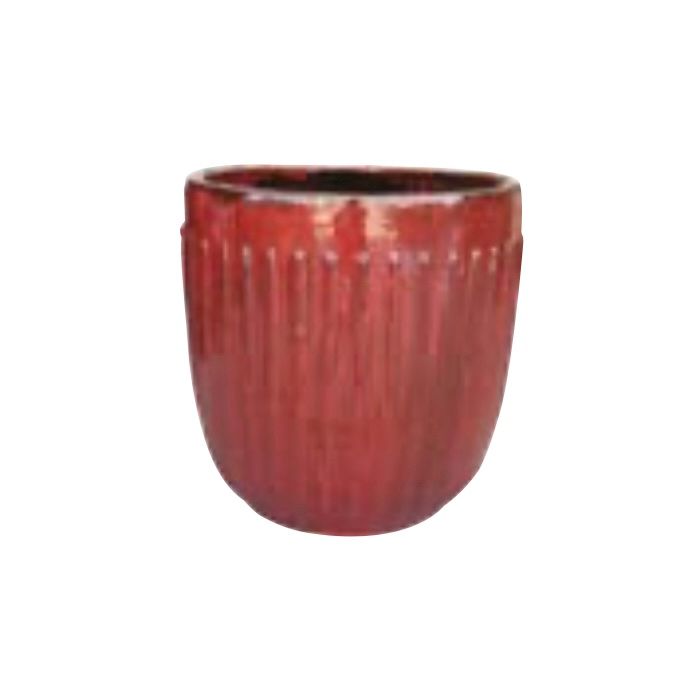 Pot Doric w/Vertical Lines Med 11.5x11.5 Lava Red