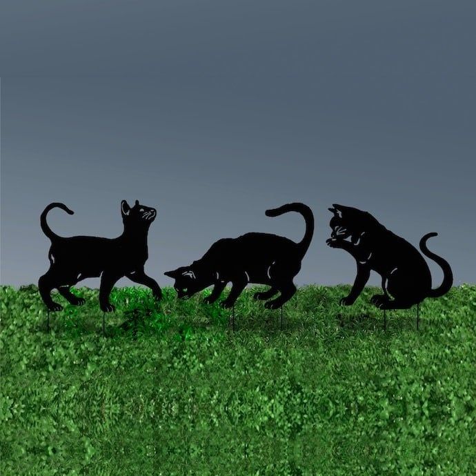 Plant Pick / Garden Stake Cat Silhouette Asst Metal 22H