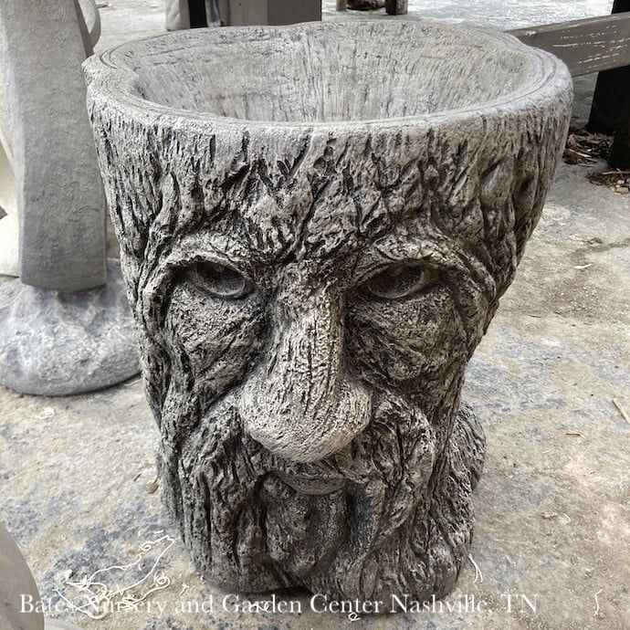 Pot Tree Stump Face Planter 15wx18h Concrete