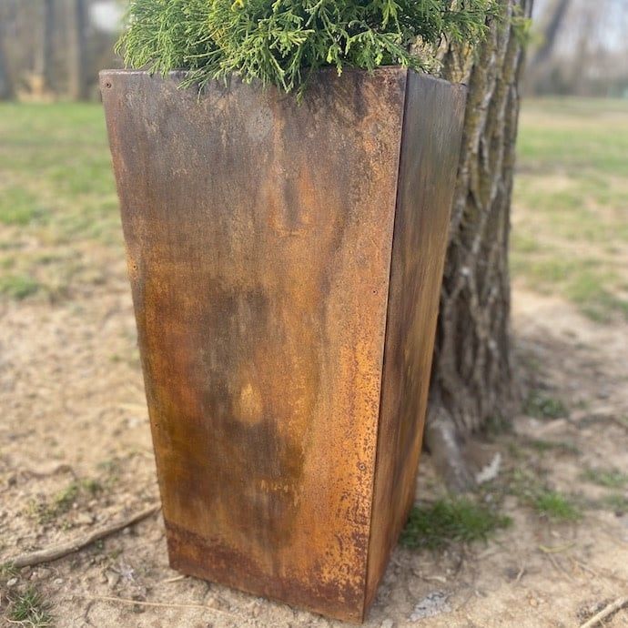 Pot Sq Pedestal Planter w/Interior Shelf 30x12 Metal Locally Made