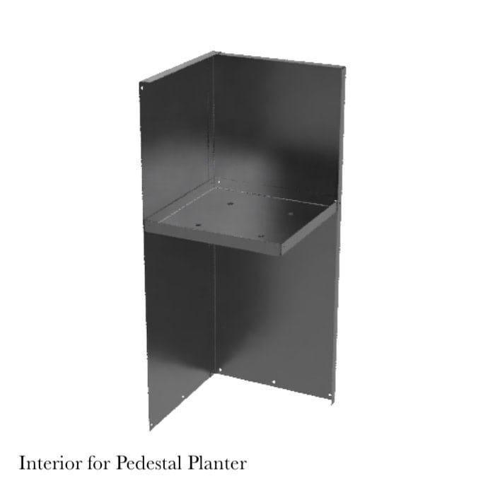 Pot Sq Pedestal Planter w/Interior Shelf 30x12 Metal Locally Made
