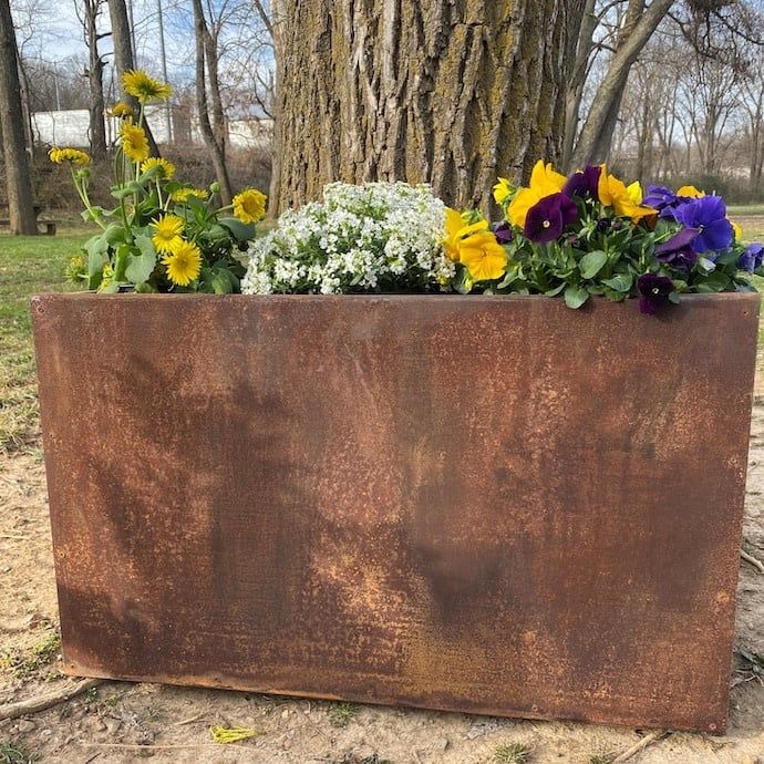 Pot Rectangular Trough Planter 30x12x14 Rust Metal Locally Made