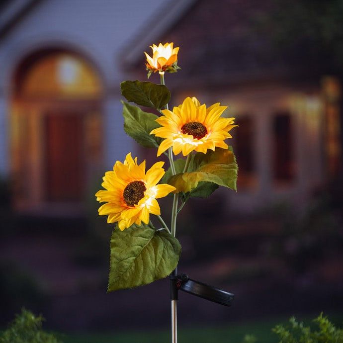 Garden Stake Triple Sunflower Solar 36H