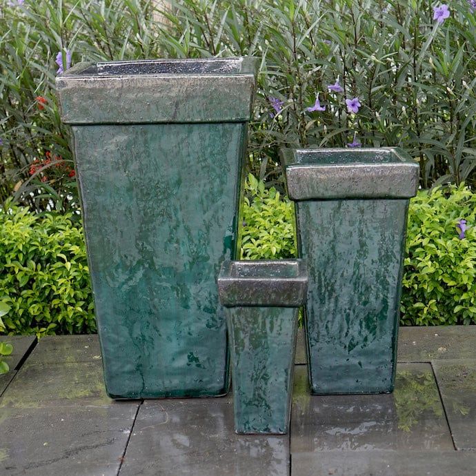 Pot Tall Square Vase Med 10x18 Asst