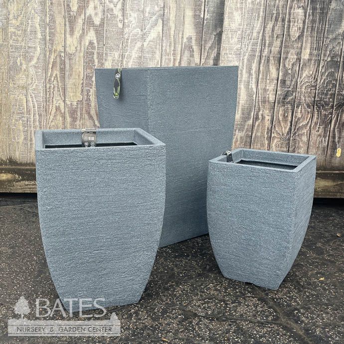 Pot  Modern Square Taper Planter Sml 13x17 Charcoal Lt Wt Japi
