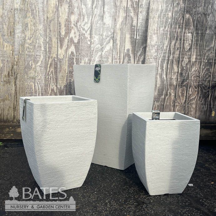 Pot  Modern Square Taper Planter Lrg 18.5x30 Sandstone Lt Wt Japi