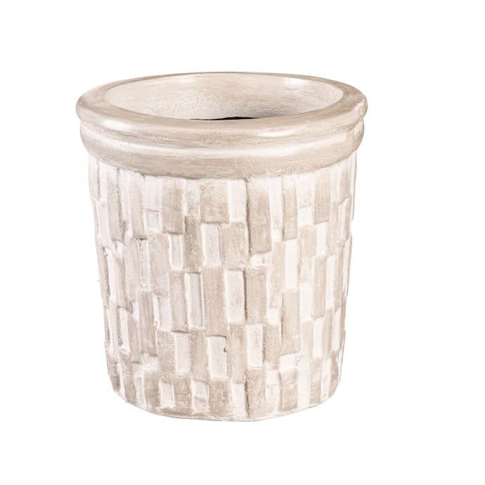 Pot Gray Stone Taper Planter 15&quot;  Mexico