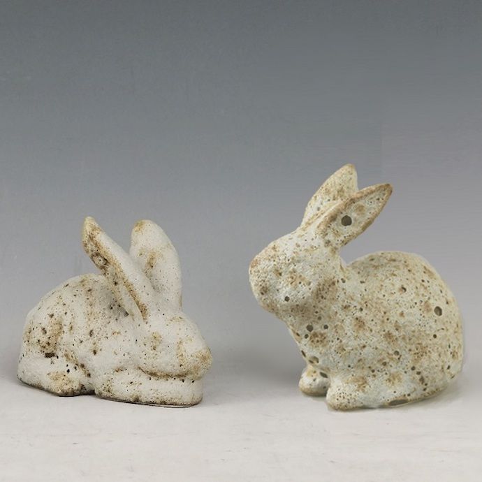 Statuary Rabbit/Bunny Sitting or Laying Rustic White Asst  4.75&quot;
