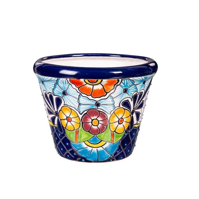 Pot Talavera Taper Planter Sml 8&quot;  Mexico
