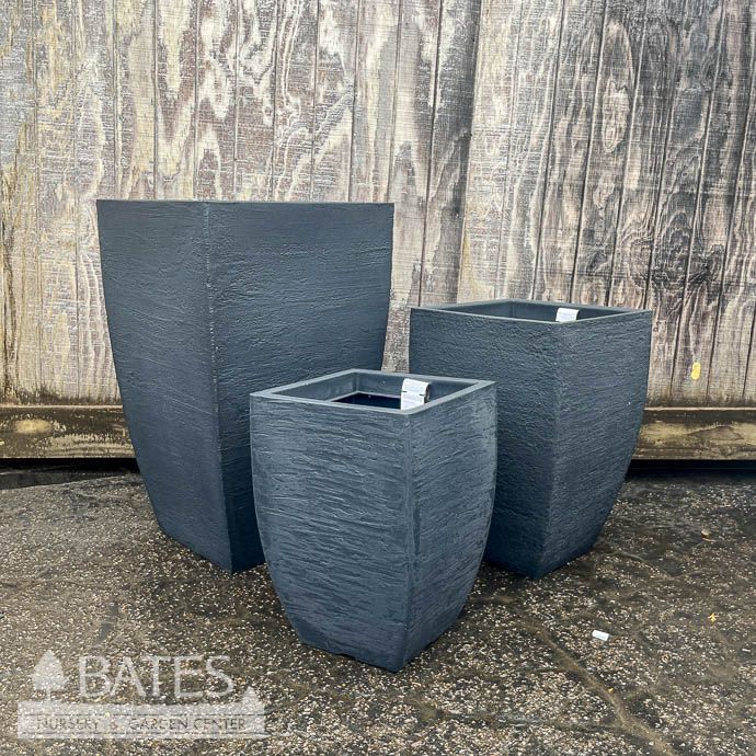 Pot  Modern Square Taper Planter Lrg 18.5x30 Lead Lt Wt Japi